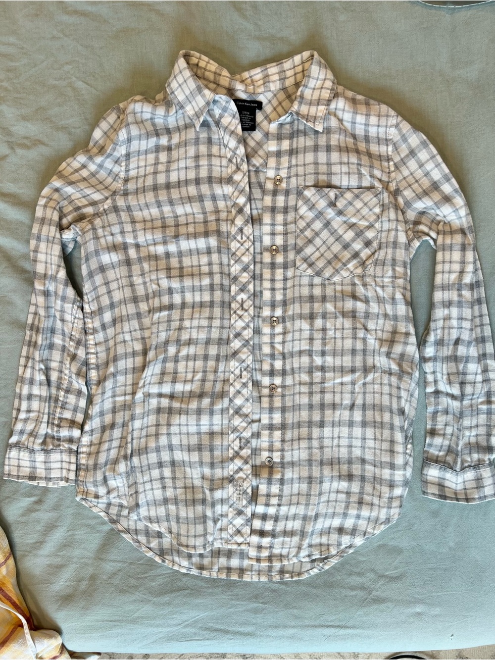 Calvin Klein Light Gray Plaid Button-Up Shirt